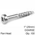 KREG Zinc Pocket Hole Screws 25mm 1.00' #7 Coarse Thread Pan Head 100c